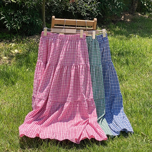 [valyou] Vely Check Cancan Banding Skirt