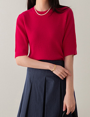Casi Short-sleeve Round Knitwear Korea