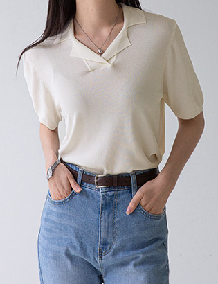 Merci Collar Short-Sleeved Knitwear Korea