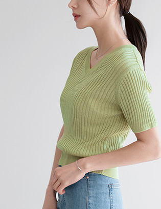 Cool Linen V Corrugated Knitwear Korea