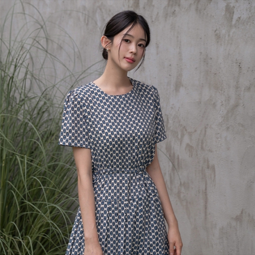 Half Patterns Pleats Dress