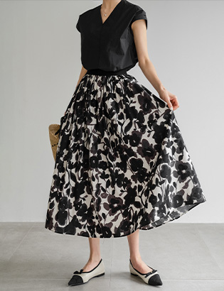 Primium Flower Printed Skirt Korea