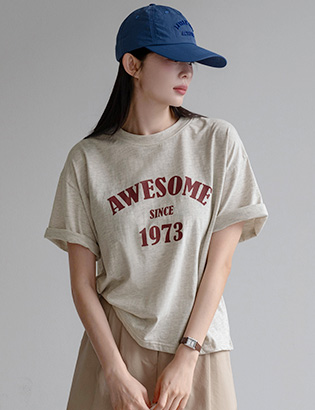 Awesome Lettering Short-Sleeved T-shirt Korea