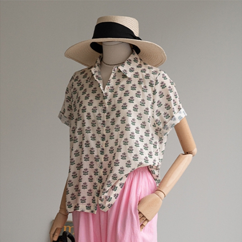 Doel Flower Printed Short Sleeve Shirt