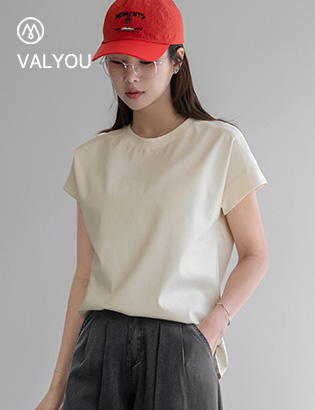 [valyou] Incision line drop sleeve T-shirt Korea