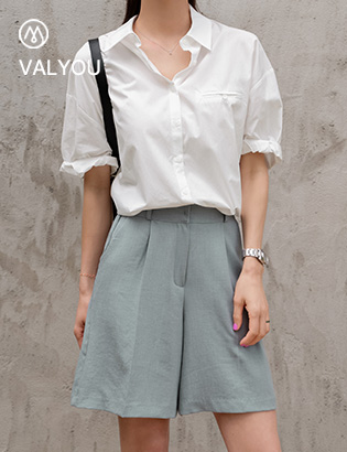 [valyou] Linen pintuck half-length pants Korea