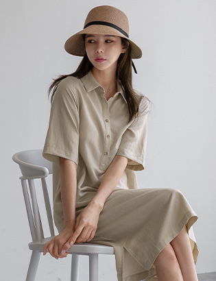 Linen Shirt Dress Korea