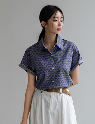 Palm tree printed pinot shirt Korea