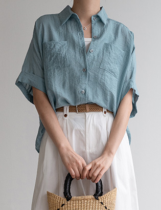 Fluffy Linen Shirring Shirt Korea