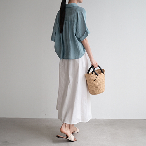 Fluffy Linen Shirring Shirt