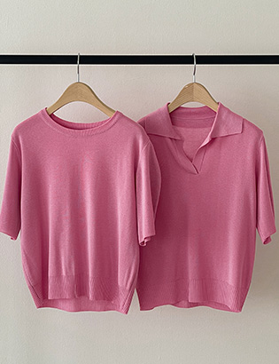 [The Basic] Romy Color 2 Type Short-Sleeved Knitwear Korea