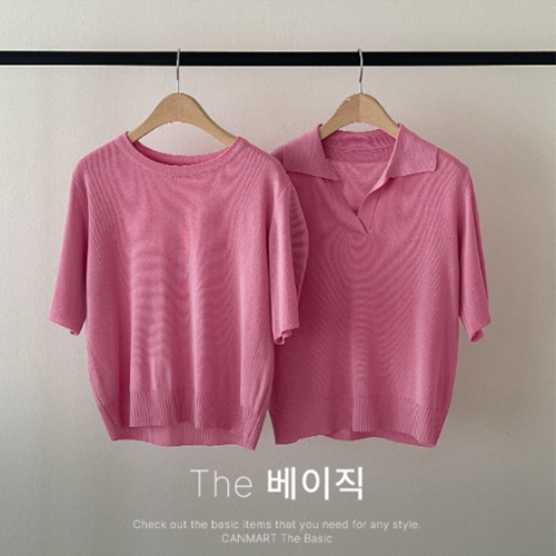 [The Basic] Romy Color 2 Type Short-Sleeved Knitwear