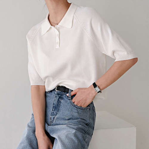 Cash Collar Short-sleeved Knitwear