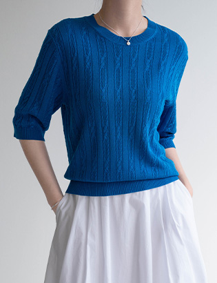 Cable Linen Tencel Short-sleeve Knitwear Korea