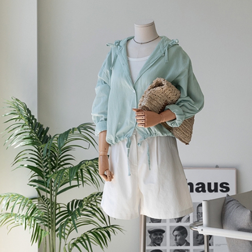 Waist String Hood Shirt