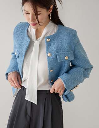 Melow Gold Button Tweed Jacket Korea