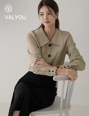 [valyou] En collar Button Blouse Korea