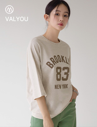 [valyou] Yuna printing 3/4 sleeve sweatshirt Korea