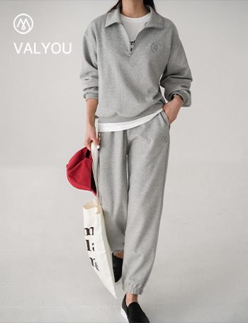 [valyou] logo Embroidery Semi-Jipup Set Korea