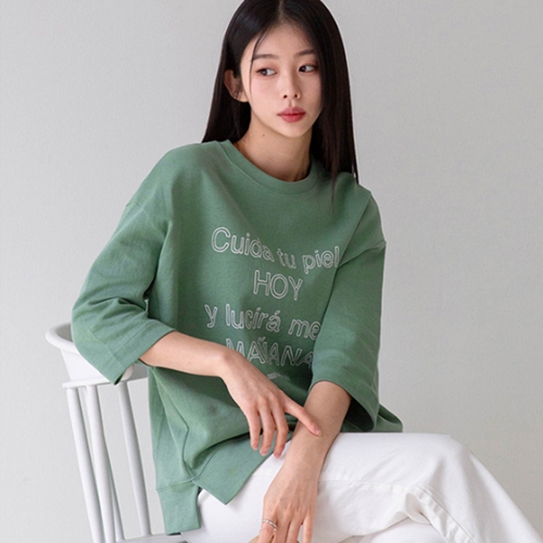 [valyou] Mana Slit 3/4 sleeve T-shirt