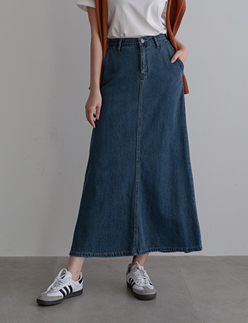 Tencel incision Flare Denim Skirt Korea