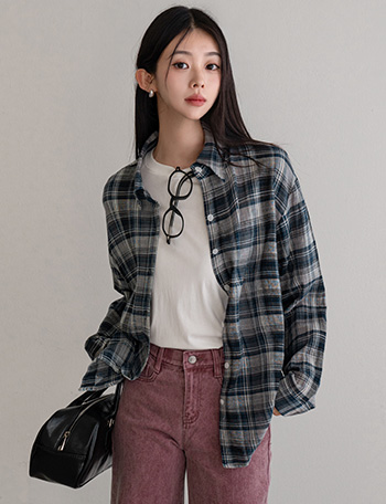 Brick Tartan Check Over Shirt Korea