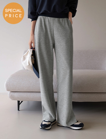 [Planning] Slit wide straight banding pants Korea