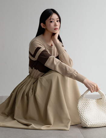 Autumn Knitwear Color matching Dress Korea