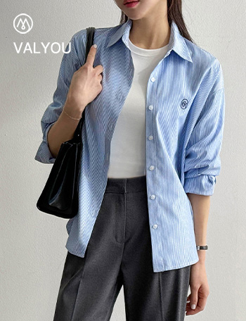 [valyou] Embroidery Stripe Shirt Korea