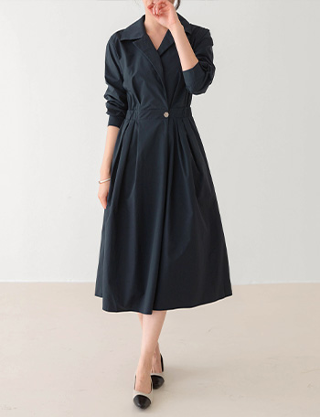 One button Banding Flare Dress Korea