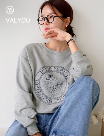 [valyou] rose Printed sweatshirt Korea