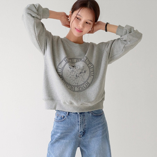 [valyou] rose Printed sweatshirt