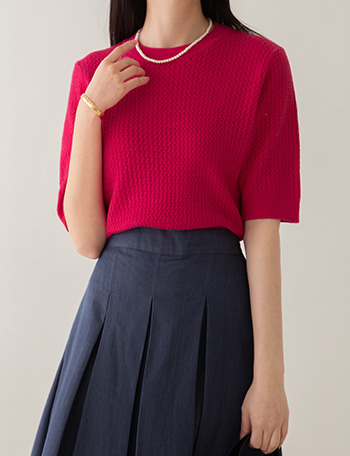 Casi Short-sleeve Round Knitwear Korea