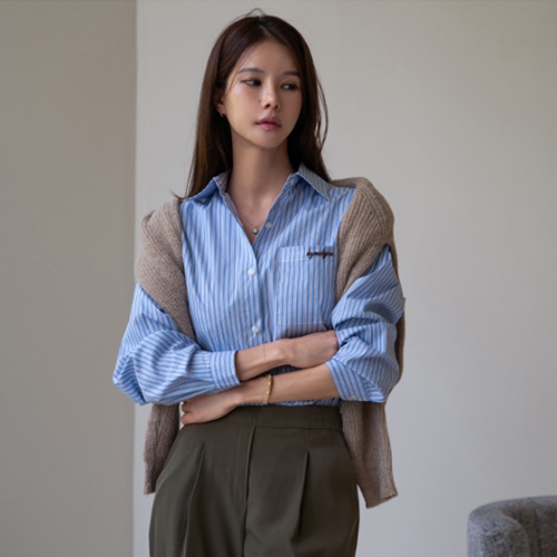 [valyou] Color Matching Stripe Shirt