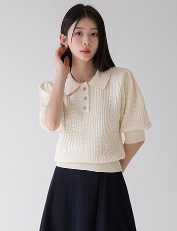 Flower Button 3/4sleeve Knitwear Korea