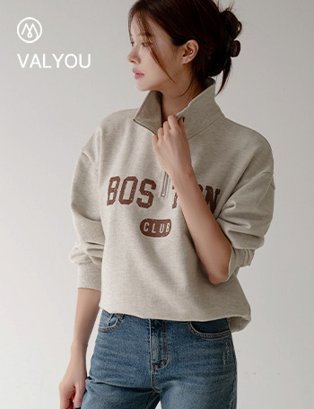 [valyou] Boston Half Zip-Up Sweatshirt Korea