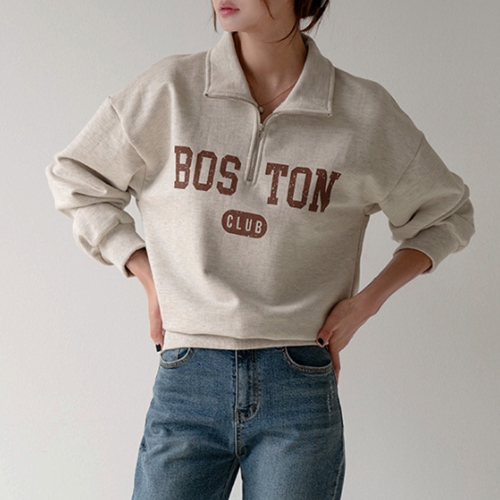 [valyou] Boston Half Zip-Up Sweatshirt