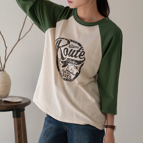 Autumn printed raglan T-shirt