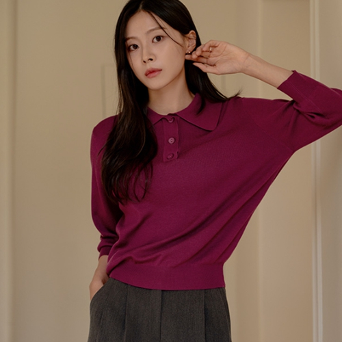 Wear 3/4 sleeve Collar Knitwear