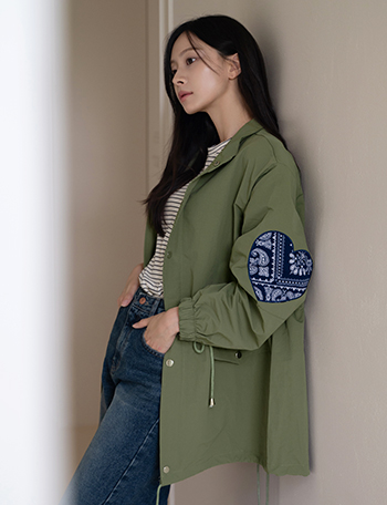 Paisley Heart Patch Bomber Jacket Korea