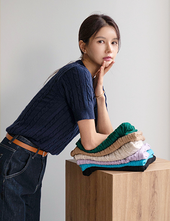 Air Wool Cashmere Short-sleeve Twiddle Knitwear Korea