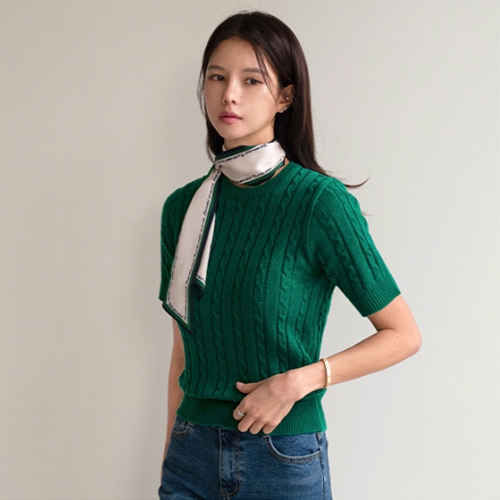 Air Wool Cashmere Short-sleeve Twiddle Knitwear