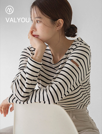 [valyou] Smith Patch horizontal striped T-Shirt (Spring) Korea