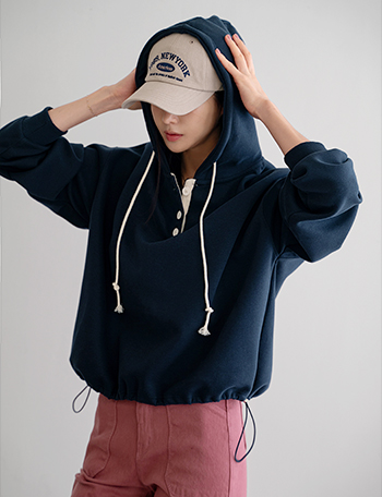 Button Point Over Hoodie Korea