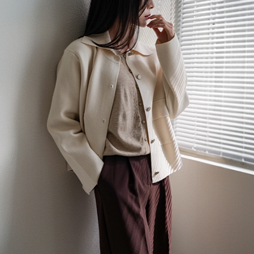 Simple Collar Knitwear Jacket