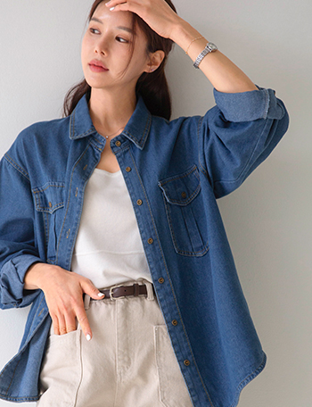 Picnic Denim Two-sided Pocket Shirt Korea