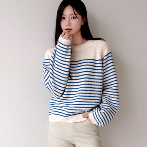 Day horizontal striped Round Knitwear