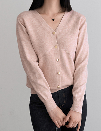 Gold Button Diagonal Cardigan Korea