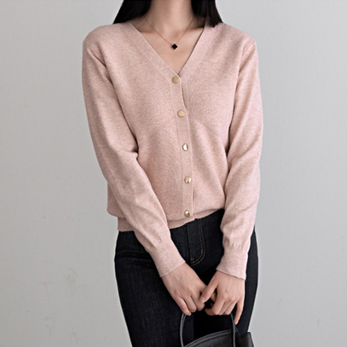 Gold Button Diagonal Cardigan