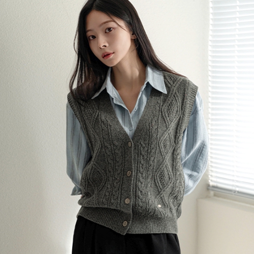 [valyou] Wool Bokashi Knitwear Vest